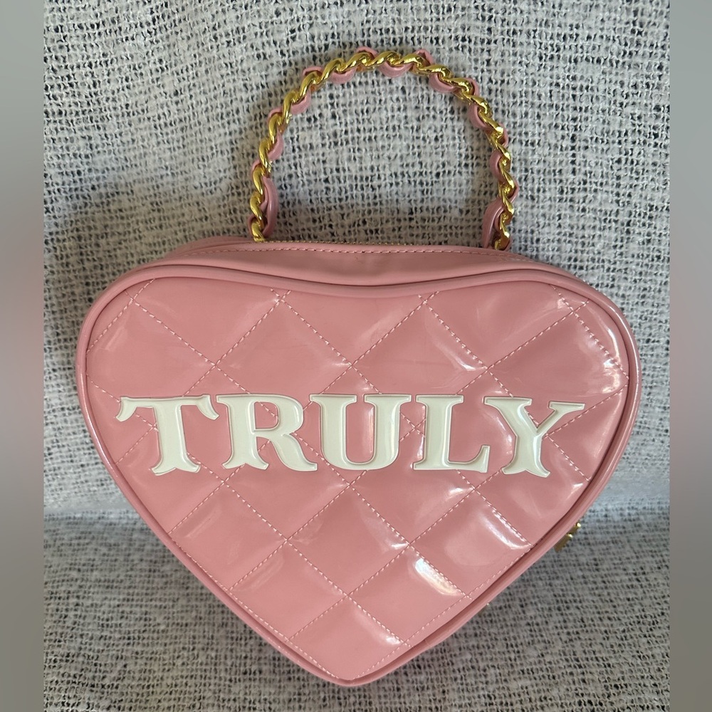 TRULY Pink Heart-Shaped Quilted Mini Bag